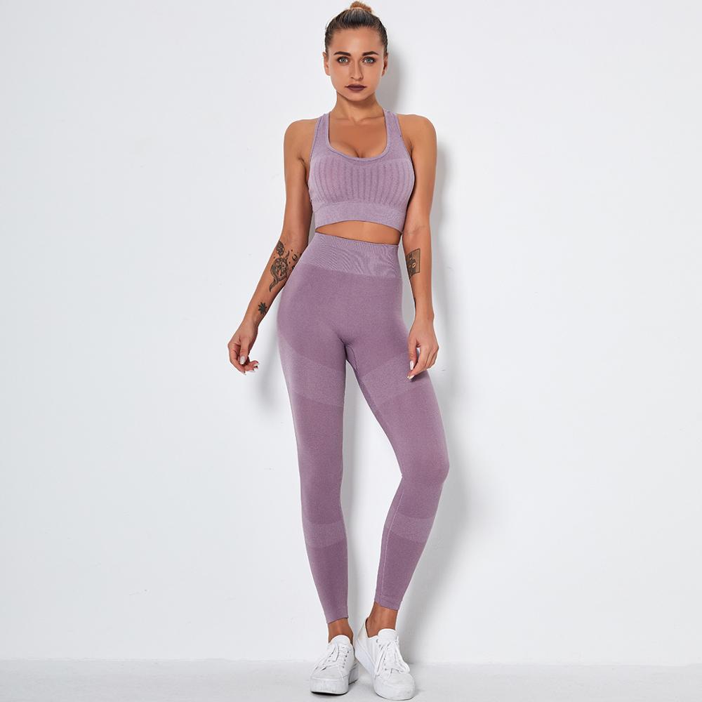 Seamless Yoga Fitness Set Women Sportswear Tank Bra Crop Top Leggings Pants Workout Clothes Gym Clothing 2 Piece Yoga Tracksuit-8