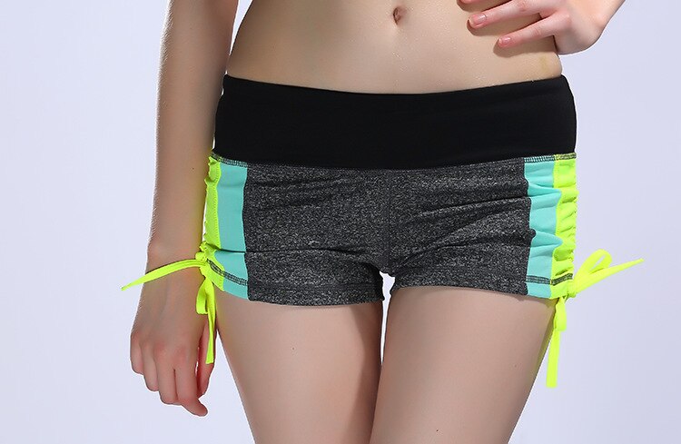 Women Color Patchwork Yoga Shorts Loose Drawstring Double Anti-exhaust Short Pants Casual Sports Running Gym Fitness Shorts-11
