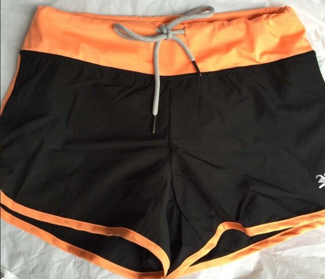 Women Color Patchwork Yoga Shorts Loose Drawstring Double Anti-exhaust Short Pants Casual Sports Running Gym Fitness Shorts-1