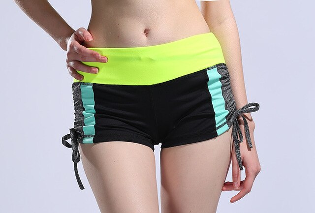 Women Color Patchwork Yoga Shorts Loose Drawstring Double Anti-exhaust Short Pants Casual Sports Running Gym Fitness Shorts-5