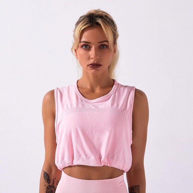 Sportswear Yoga Set Women GYM Clothing Solid Loose Tank Drawstring Crop Top Leggings Set Workout Running Fitness Tracksuit-13