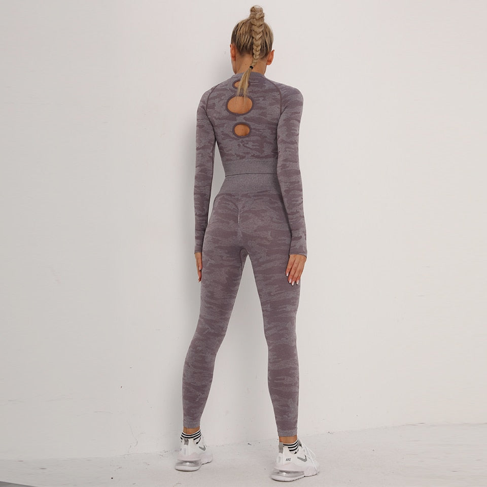 3Pcs Yoga Set Sport Suits Gym Wear Seamless Sportswear Workout Leggings Sports Bra Long Sleeves Crop Tops Fitness Clothing-1