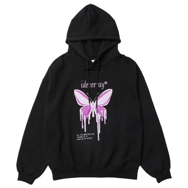 Hoodie Men Purple Gradient Butterfly Letter Printed Pullover Winter Oversize Hip Hop Fashion Harajuku Sweatshirt Winter-2